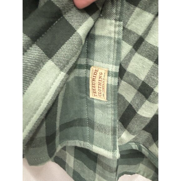 TELLURIDE Clothing Co Reversible Mens Flannel Medium Plaid Green Fall Lumberjack - Picture 7 of 8